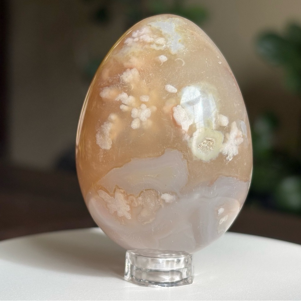 Flower Agate Crystal Egg Carving - Polished - Picture 10 of 17